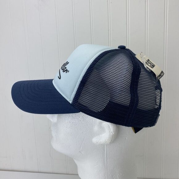 CAT Diesel Light Blue Trucker Hat Navy Mesh Snapback Caterpilllar Spelled Out - Picture 2 of 6